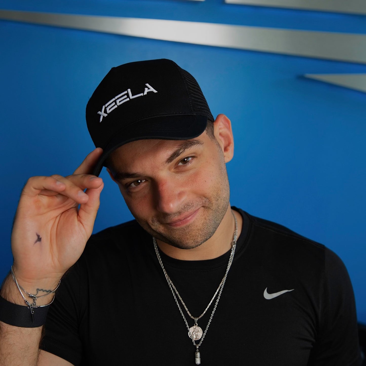XEELA PREMIUM ATHLETIC HAT - BLACK W/ WHITE STITCHING