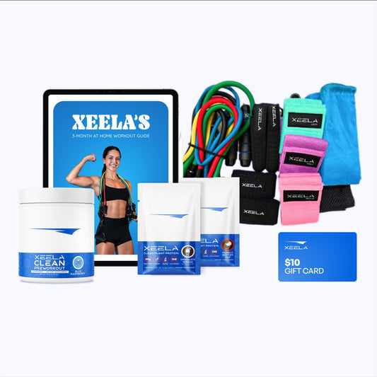 At Home Workout Guide + Equipment + Pre-Workout Bundle